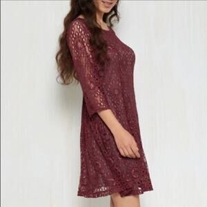 ModCloth Burgundy Crochet Lace Dress Sz.L